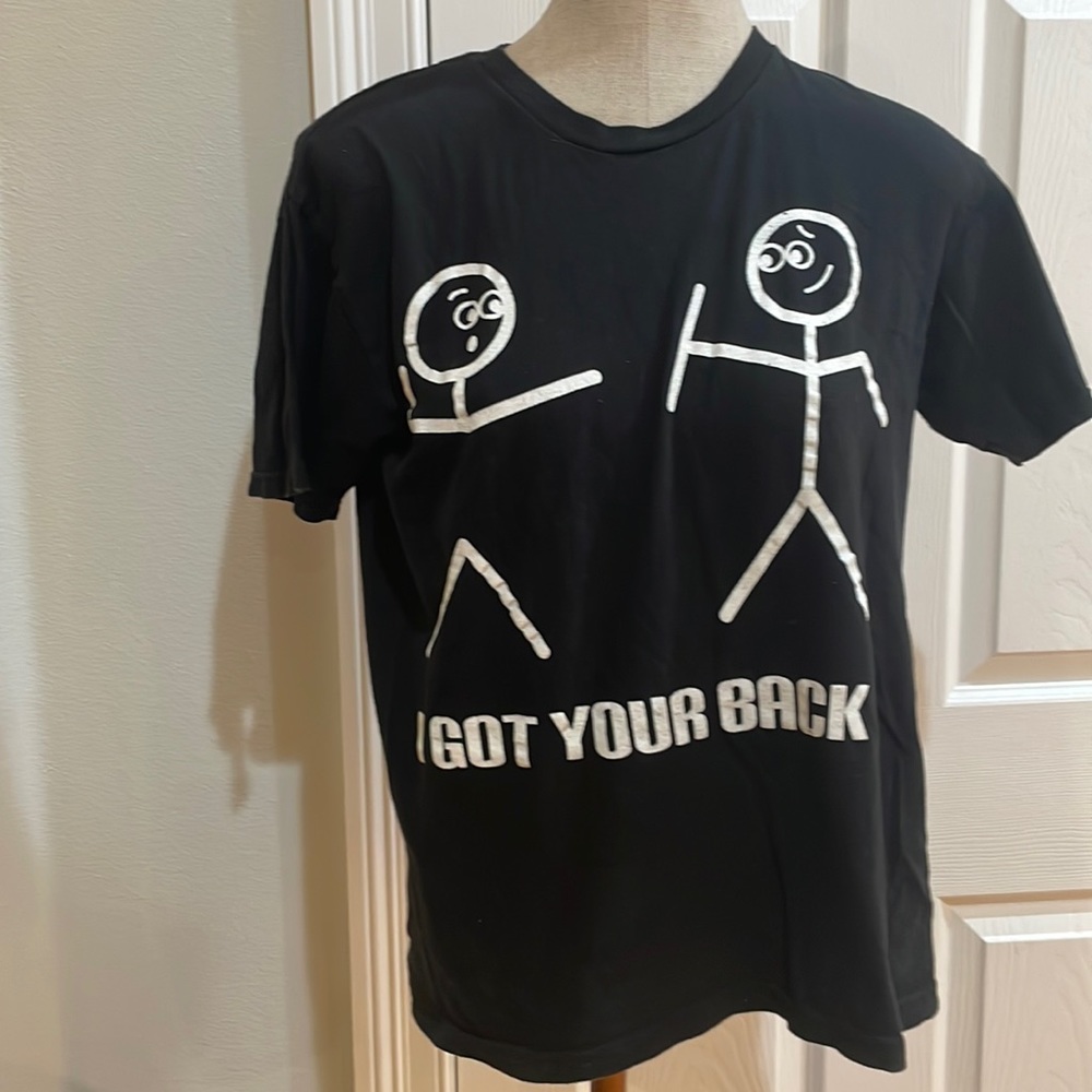 Ink I got your back t-shirt graphic humorous novelty black stick man boys size M